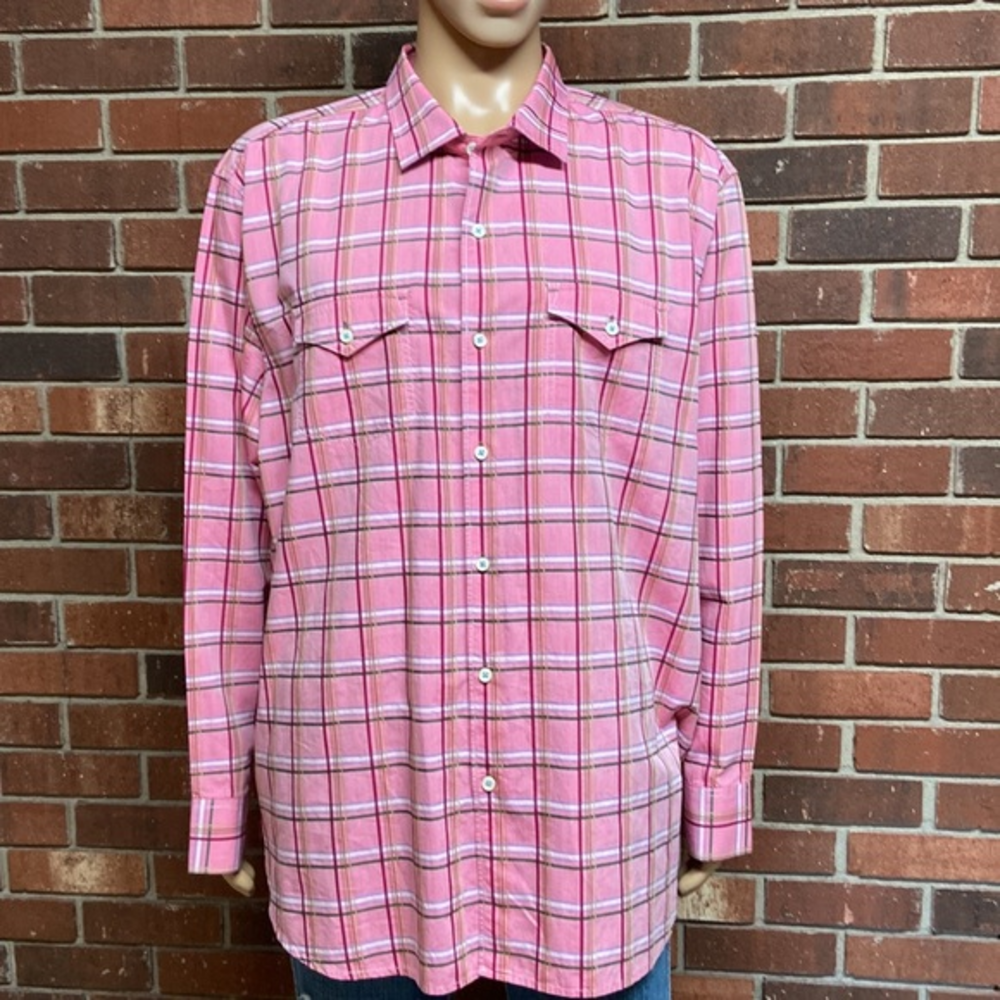 Tommy Bahama Island Modern Fit Pink Plaid Shirt‎ Size XXL